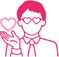 ハートを持つ男性