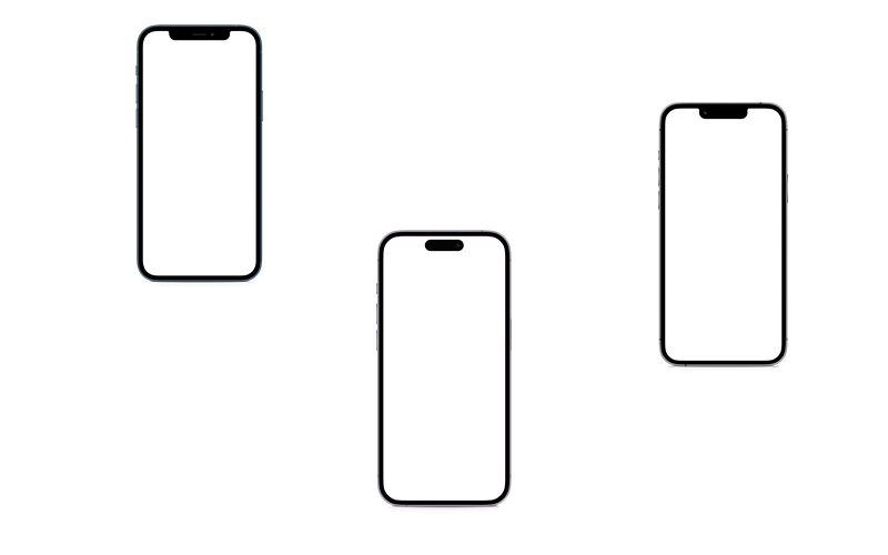 iPhoneを3つ並べている画像