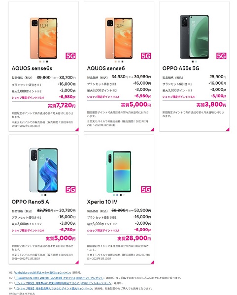ショップ限定スマホ購入 対象製品