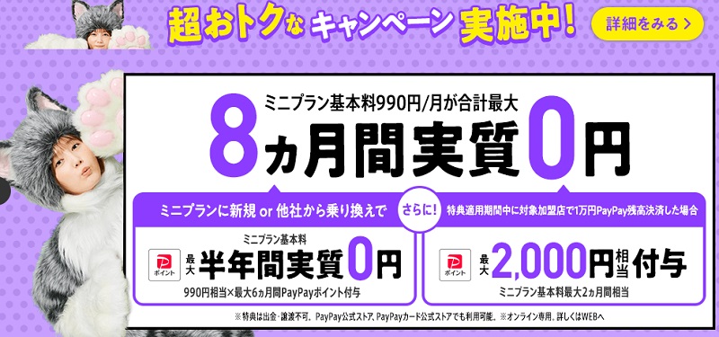 8か月実質0円キャンペーン