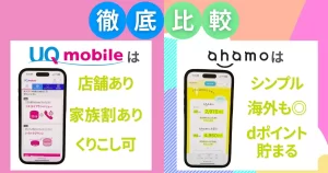UQモバイルとahamoを7項目で比較!!【2026年最新】どっちがいいか？速度も検証
