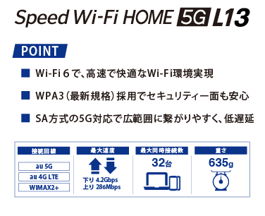 エックスWiMAX新機種(Speed Wi-Fi HOME 5G L13)リリース及び 旧機種